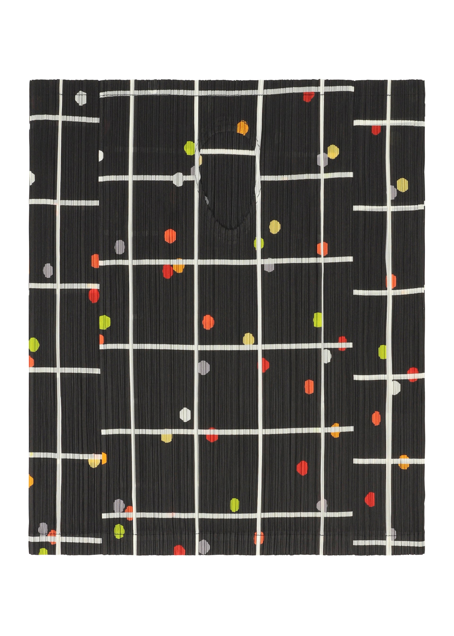 A detail shot of the PLEATS PLEASE ISSEY MIYAKE CROSSING DOTS shirt.