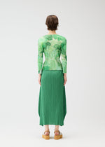 A model wears the PLEATS PLEASE ISSEY MIYAKE FOGGY FOREST shirt.