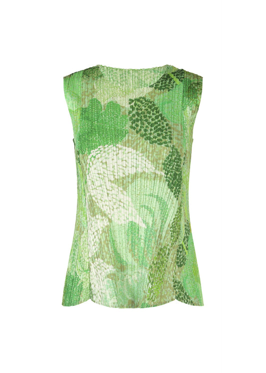 A product shot of the PLEATS PLEASE ISSEY MIYAKE FOGGY FOREST shirt in grass green (63).