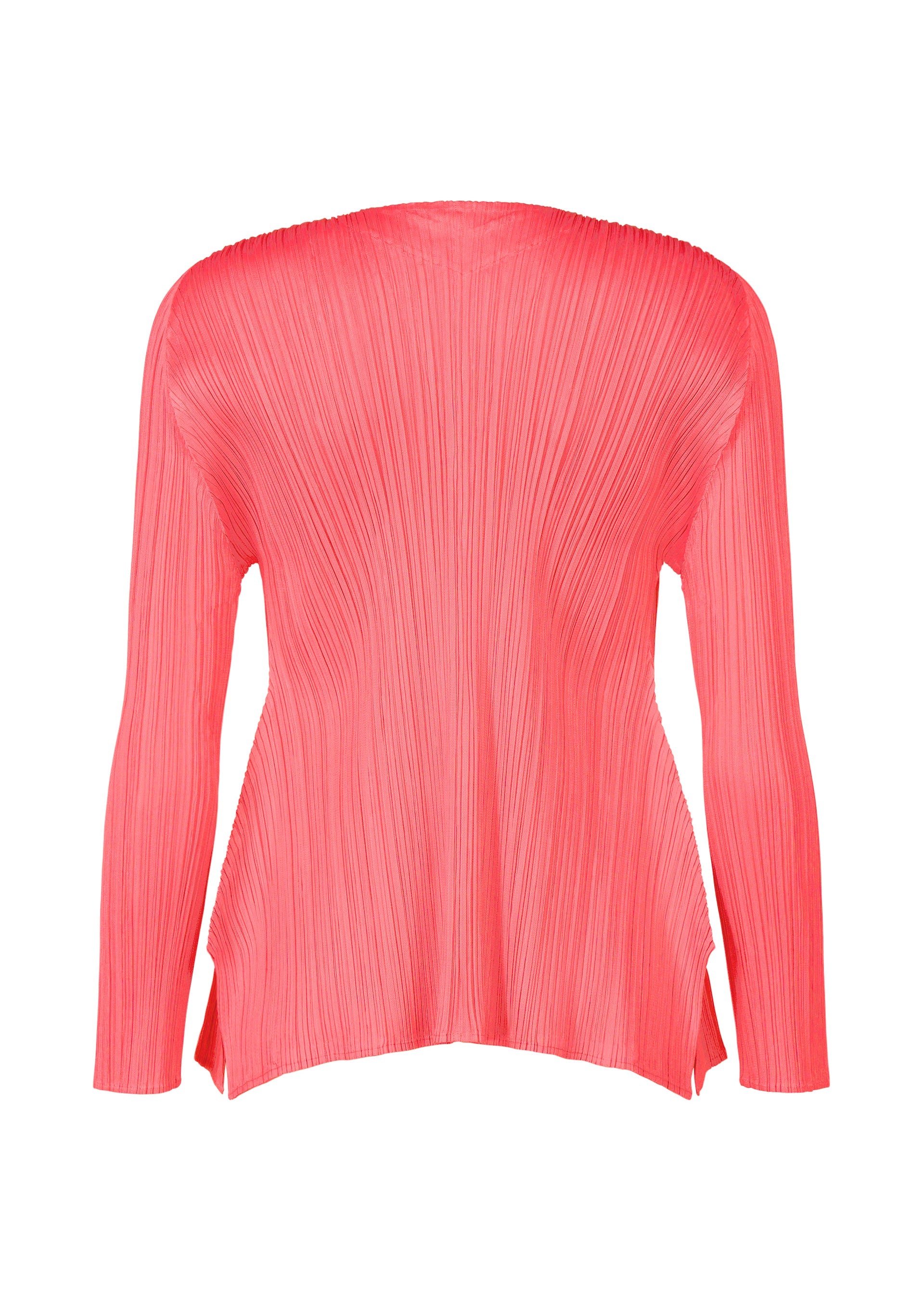 A detail shot of the PLEATS PLEASE ISSEY MIYAKE MONTHLY COLORS MARCH cardigan.