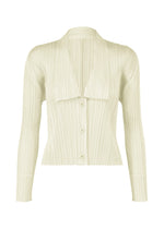 A product shot of the PLEATS PLEASE ISSEY MIYAKE MONTHLY COLORS MAY cardigan in ivory (03).