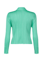 A detail shot of the PLEATS PLEASE ISSEY MIYAKE MONTHLY COLORS MAY cardigan.