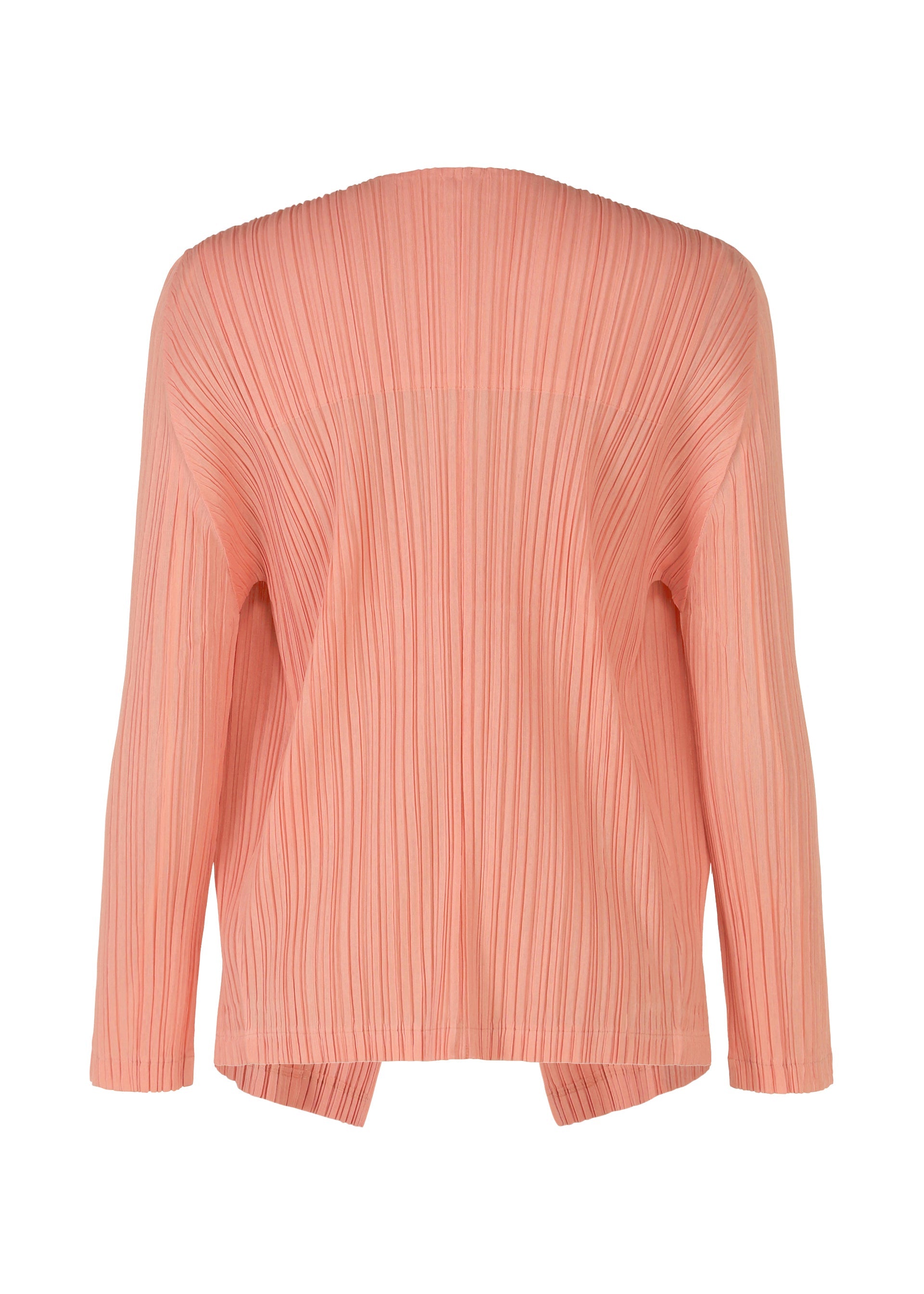 A detail shot of the PLEATS PLEASE ISSEY MIYAKE RAMIE PLEATS cardigan.