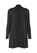 A product shot of the PLEATS PLEASE ISSEY MIYAKE MELLOW PLEATS cardigan in black (15).