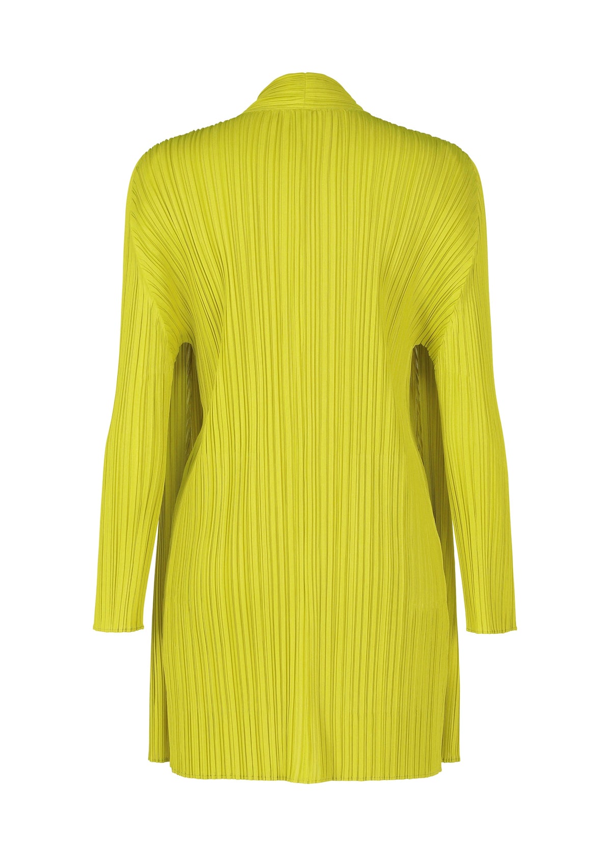 A detail shot of the PLEATS PLEASE ISSEY MIYAKE MELLOW PLEATS cardigan.