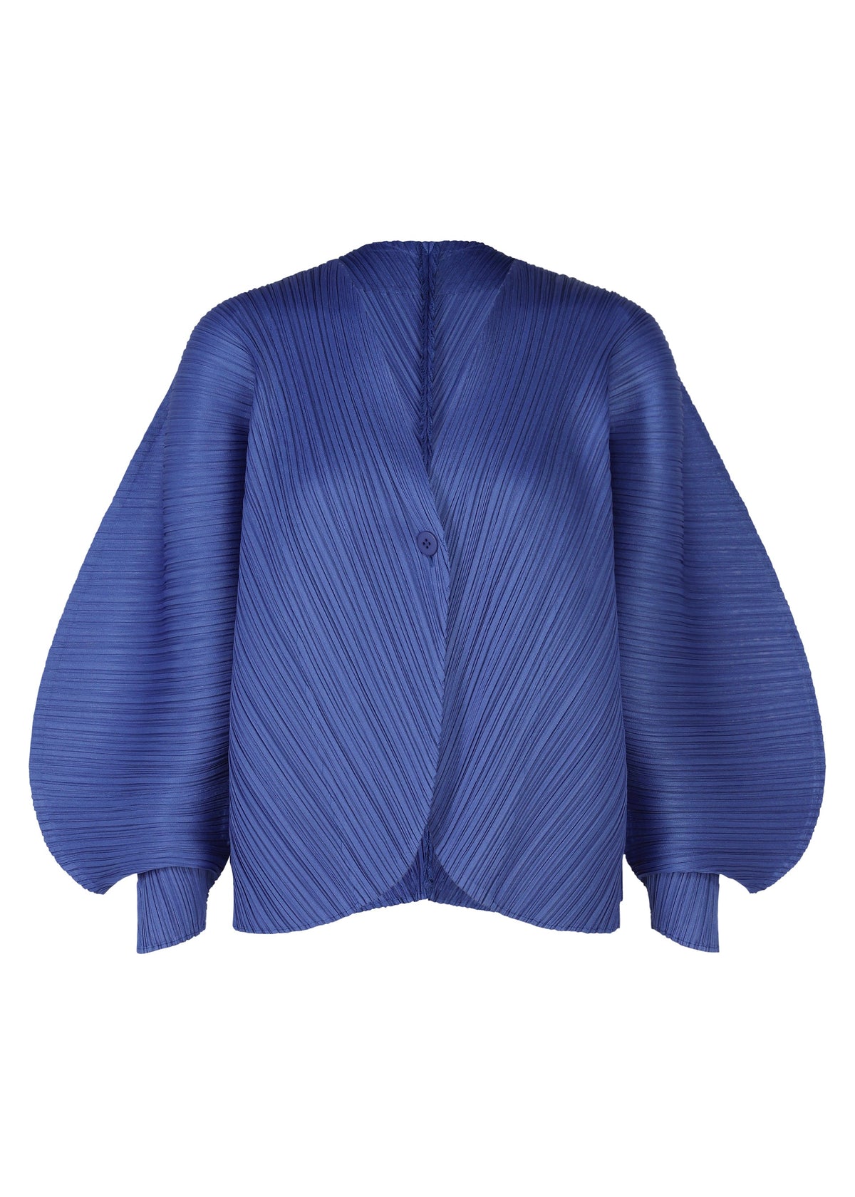 A product shot of the PLEATS PLEASE ISSEY MIYAKE COAST cardigan in blue (72).