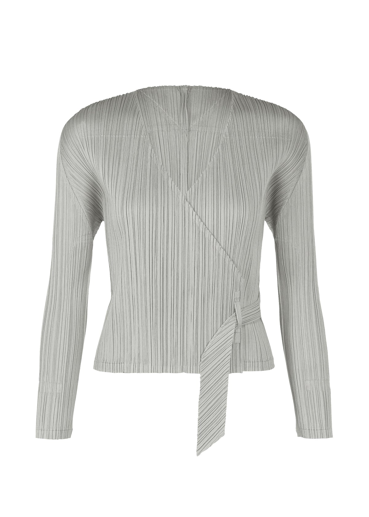 A product shot of the PLEATS PLEASE ISSEY MIYAKE FACADE cardigan in light grey (10).