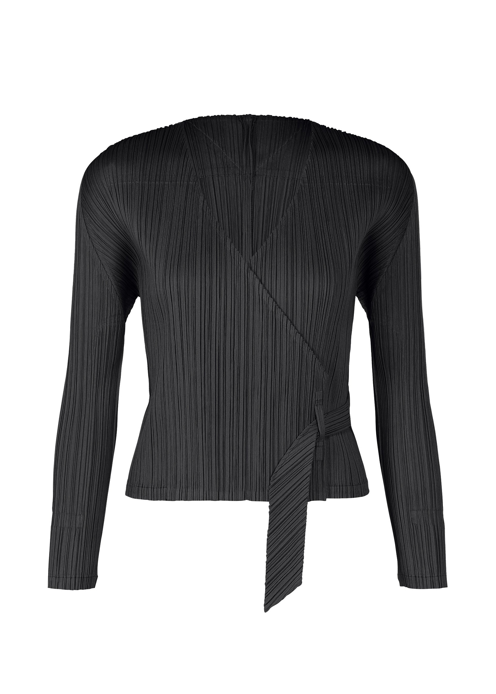 A product shot of the PLEATS PLEASE ISSEY MIYAKE FACADE cardigan in black (15).