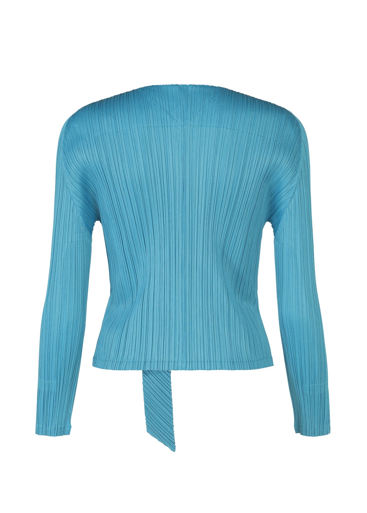 A detail shot of the PLEATS PLEASE ISSEY MIYAKE FACADE cardigan.
