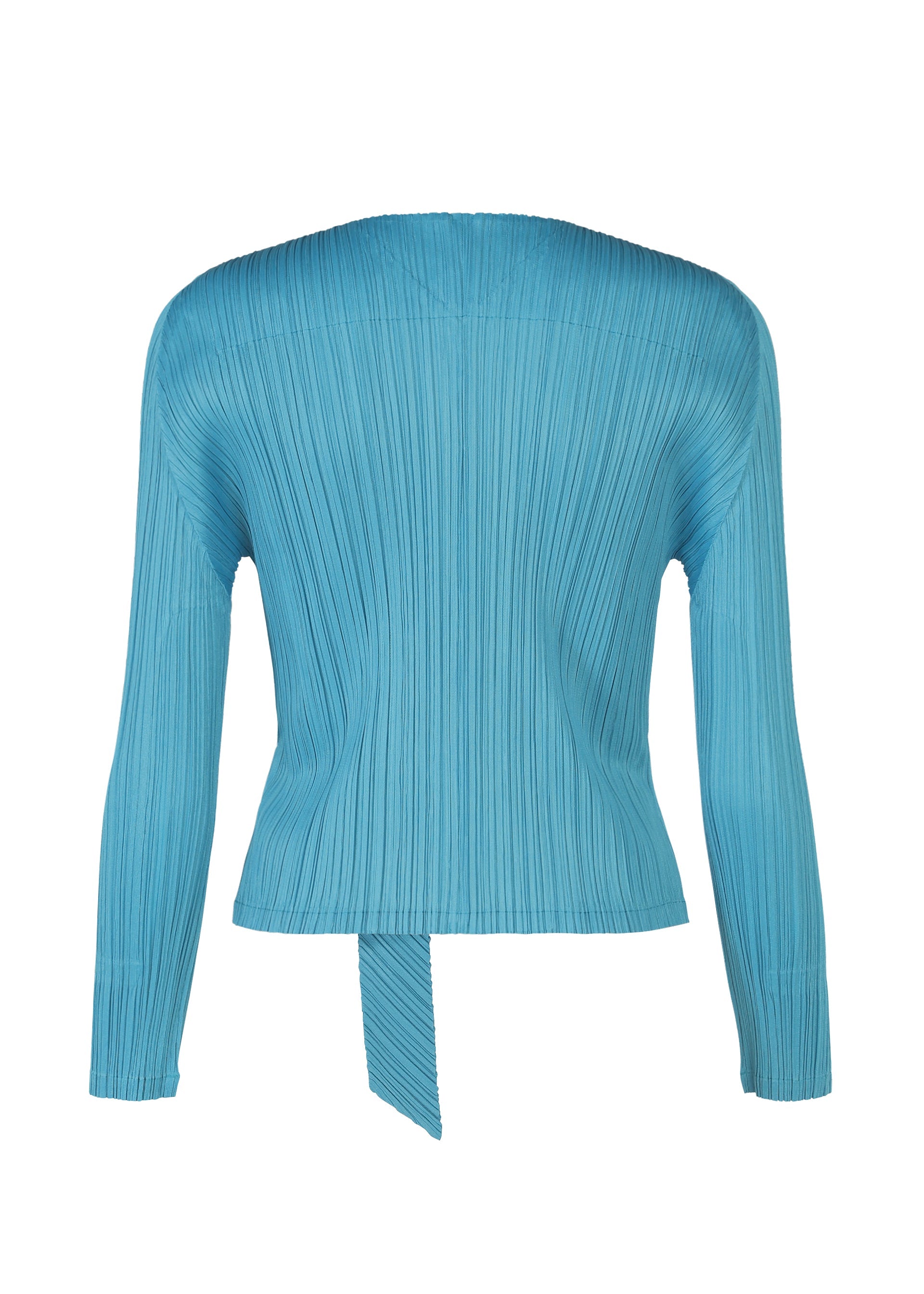 A detail shot of the PLEATS PLEASE ISSEY MIYAKE FACADE cardigan.
