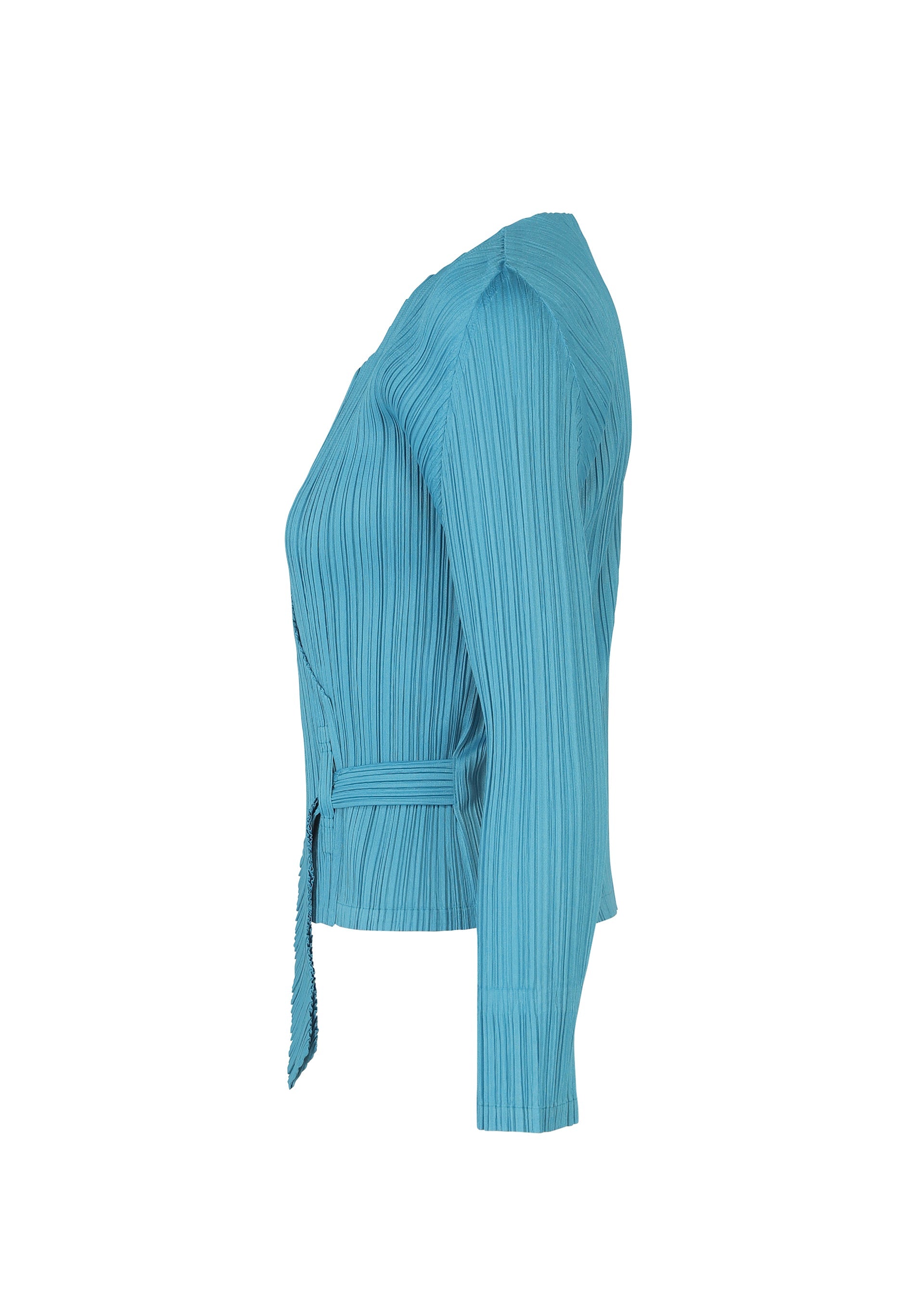 A detail shot of the PLEATS PLEASE ISSEY MIYAKE FACADE cardigan.