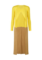 A product shot of the PLEATS PLEASE ISSEY MIYAKE SWING cardigan in yellow (52).