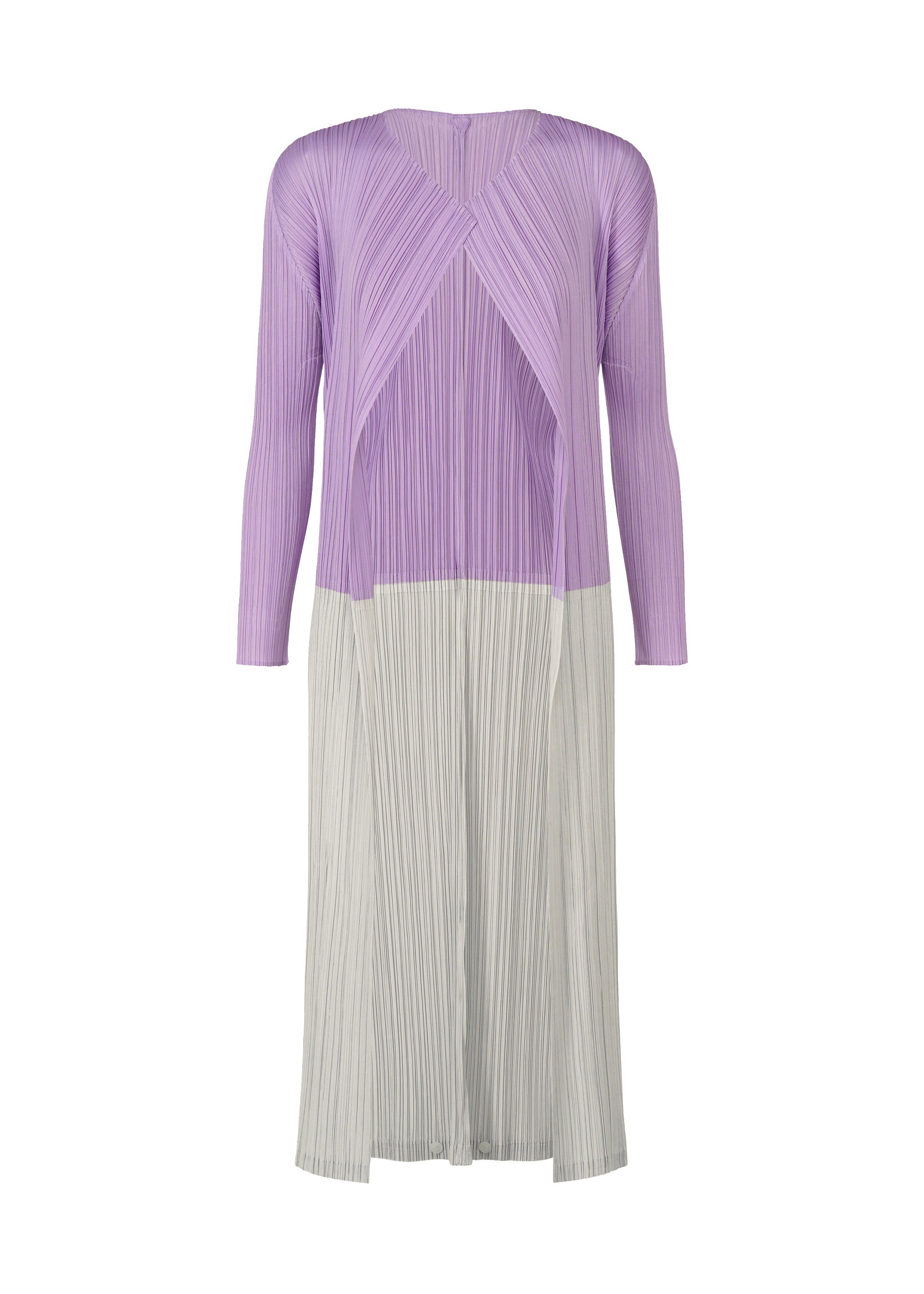 A product shot of the PLEATS PLEASE ISSEY MIYAKE SWING cardigan in light purple (80).
