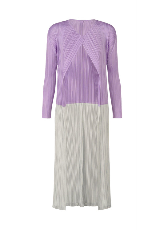A product shot of the PLEATS PLEASE ISSEY MIYAKE SWING cardigan in light purple (80).