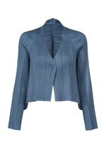 A product shot of the PLEATS PLEASE ISSEY MIYAKE CITY FRAME cardigan in blue grey (13).