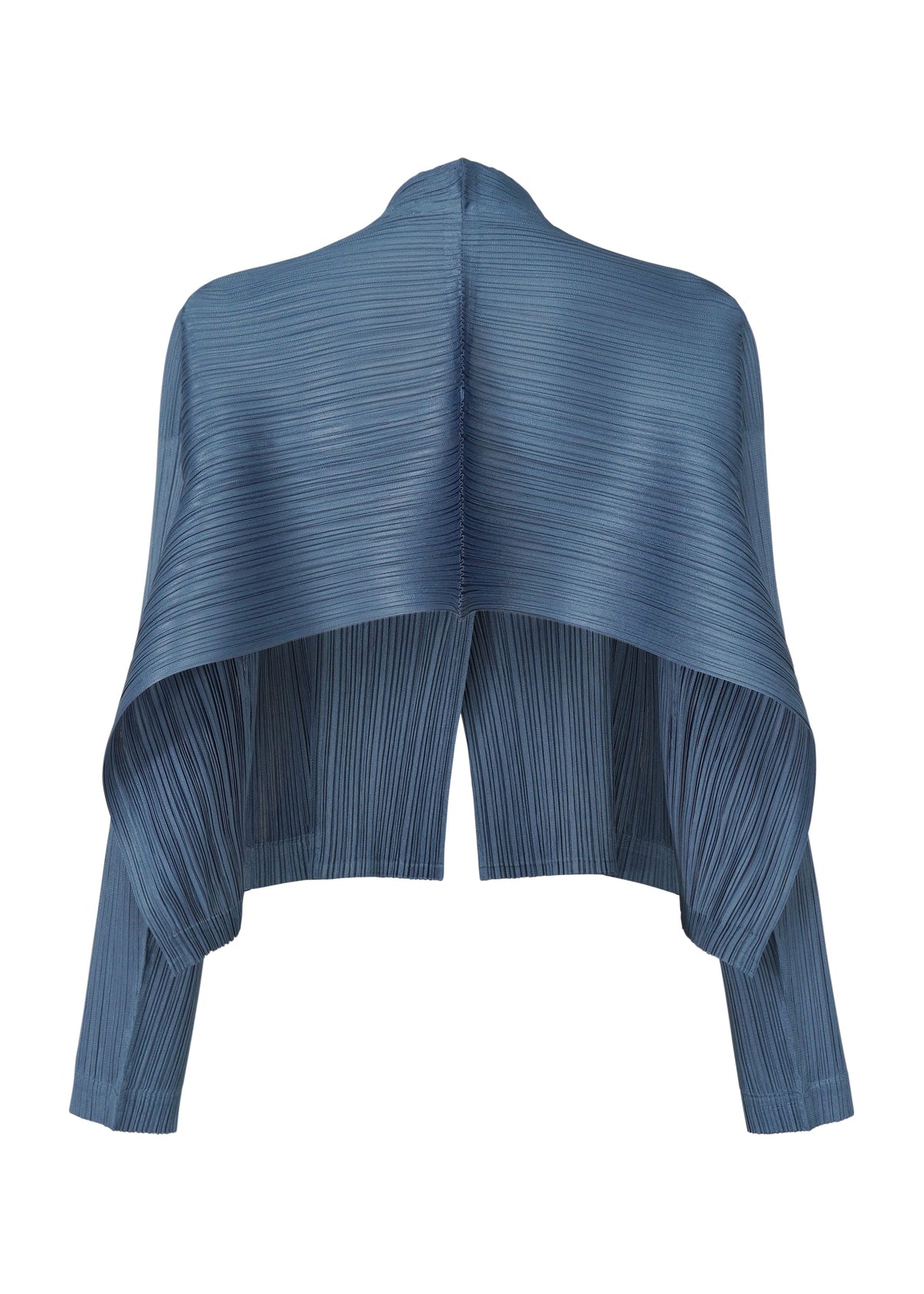 A detail shot of the PLEATS PLEASE ISSEY MIYAKE CITY FRAME cardigan.