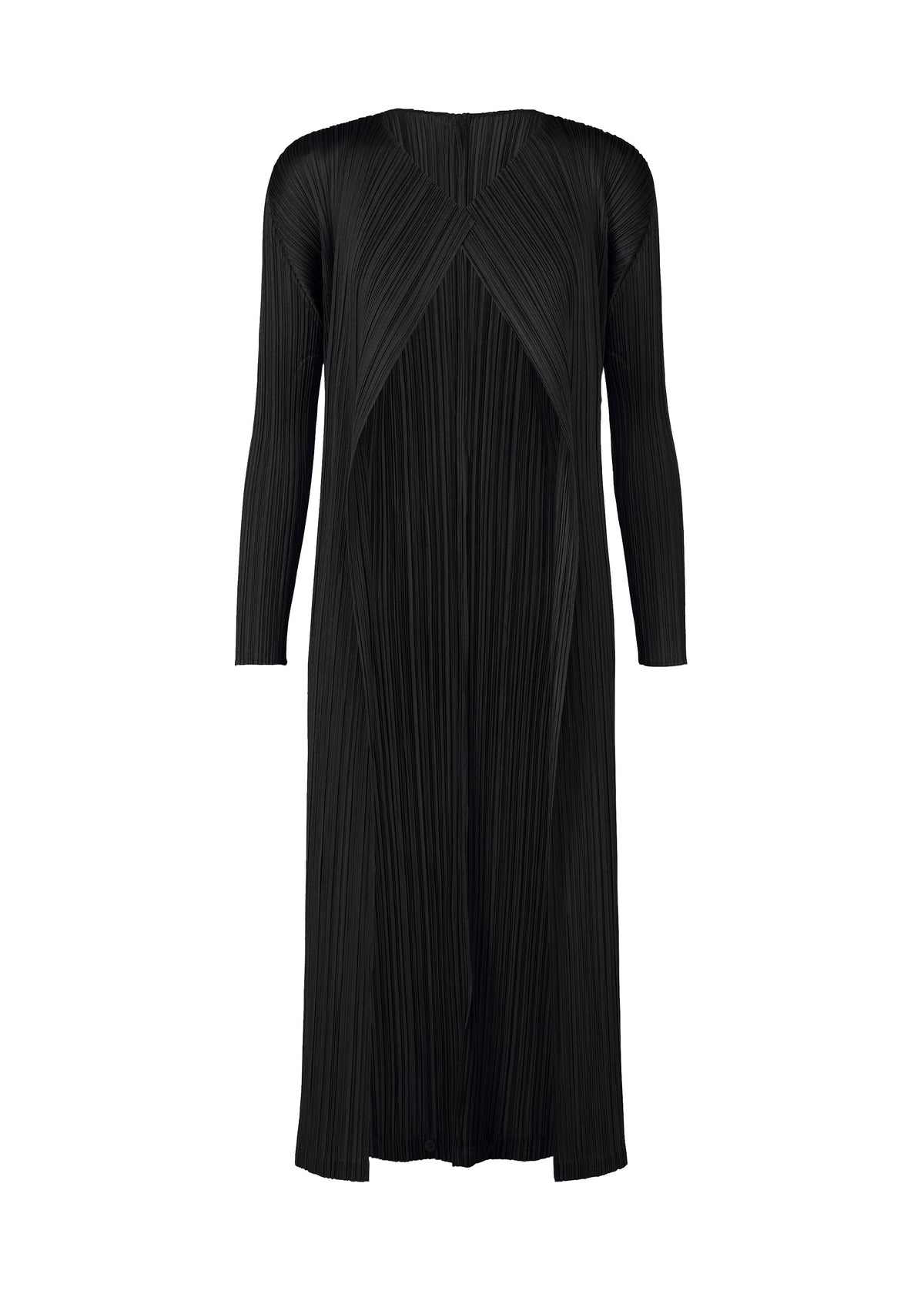 A product shot of the PLEATS PLEASE ISSEY MIYAKE SWING SOLID cardigan in black (15).