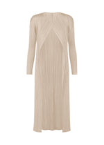 A product shot of the PLEATS PLEASE ISSEY MIYAKE SWING SOLID cardigan in greige (42).