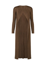 A product shot of the PLEATS PLEASE ISSEY MIYAKE SWING SOLID cardigan in brown (44).