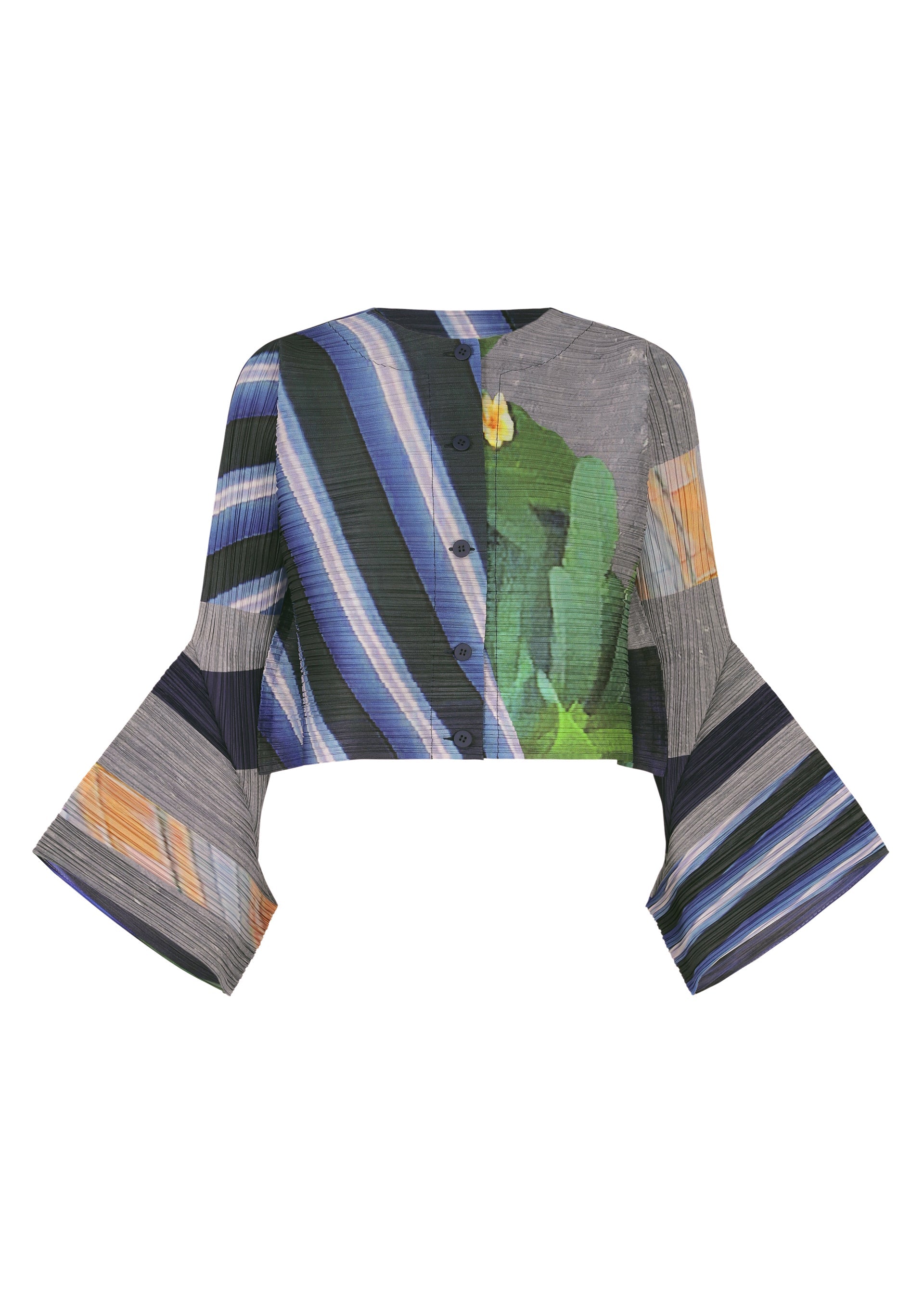 A product shot of the PLEATS PLEASE ISSEY MIYAKE CITY COLLAGE clothing in grey x navy (09).