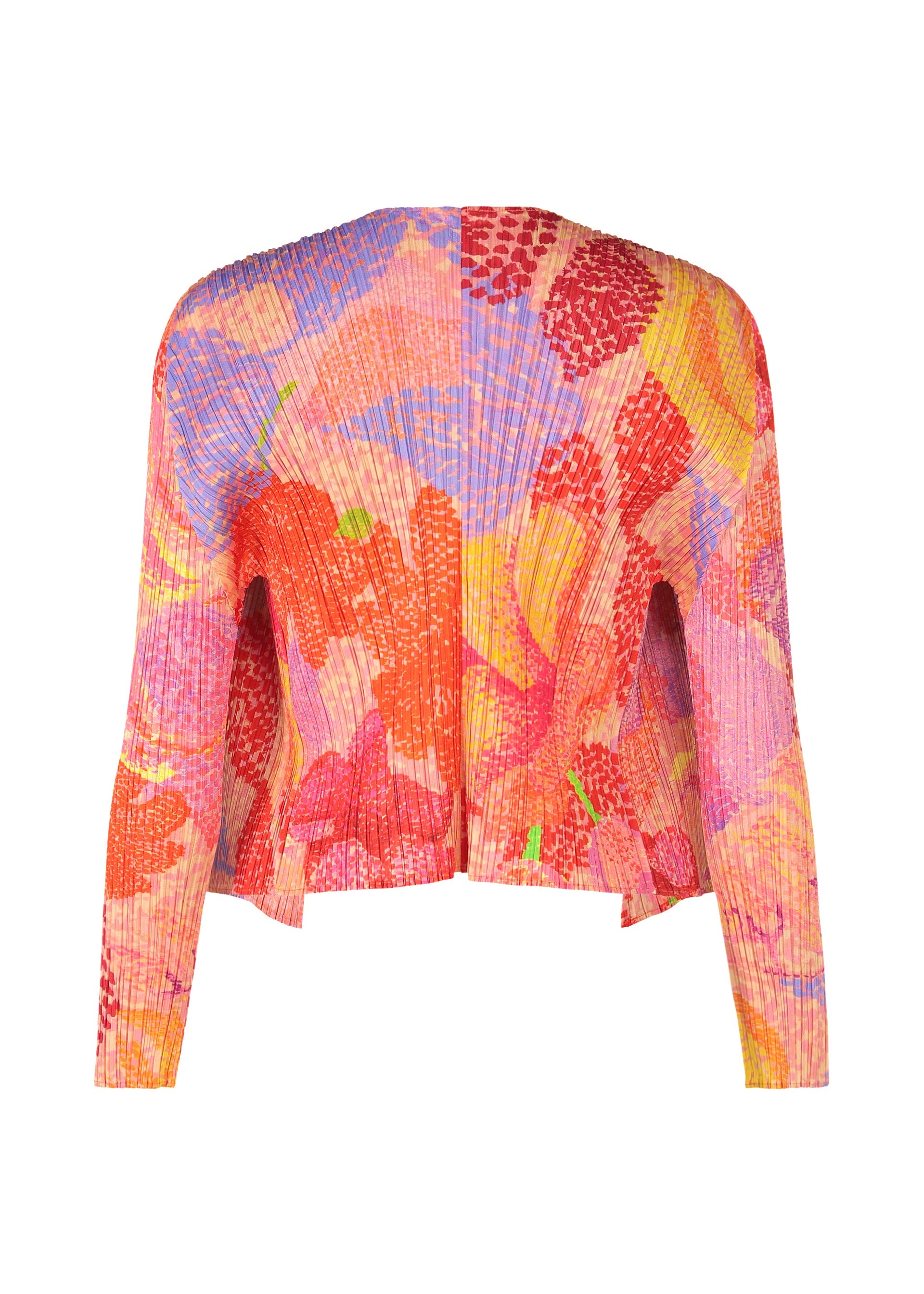 A detail shot of the PLEATS PLEASE ISSEY MIYAKE FOGGY FOREST cardigan.