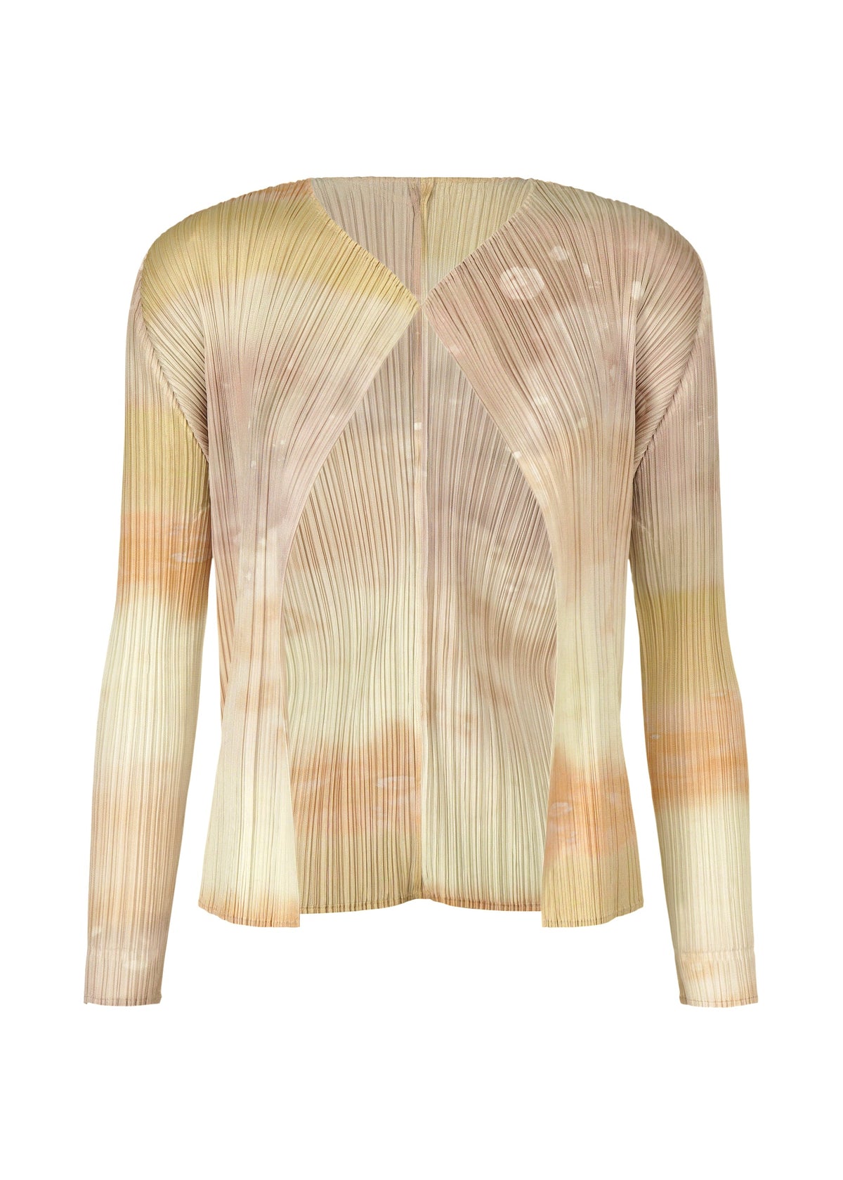 A product shot of the PLEATS PLEASE ISSEY MIYAKE SEA BUBBLE cardigan in greige (42).