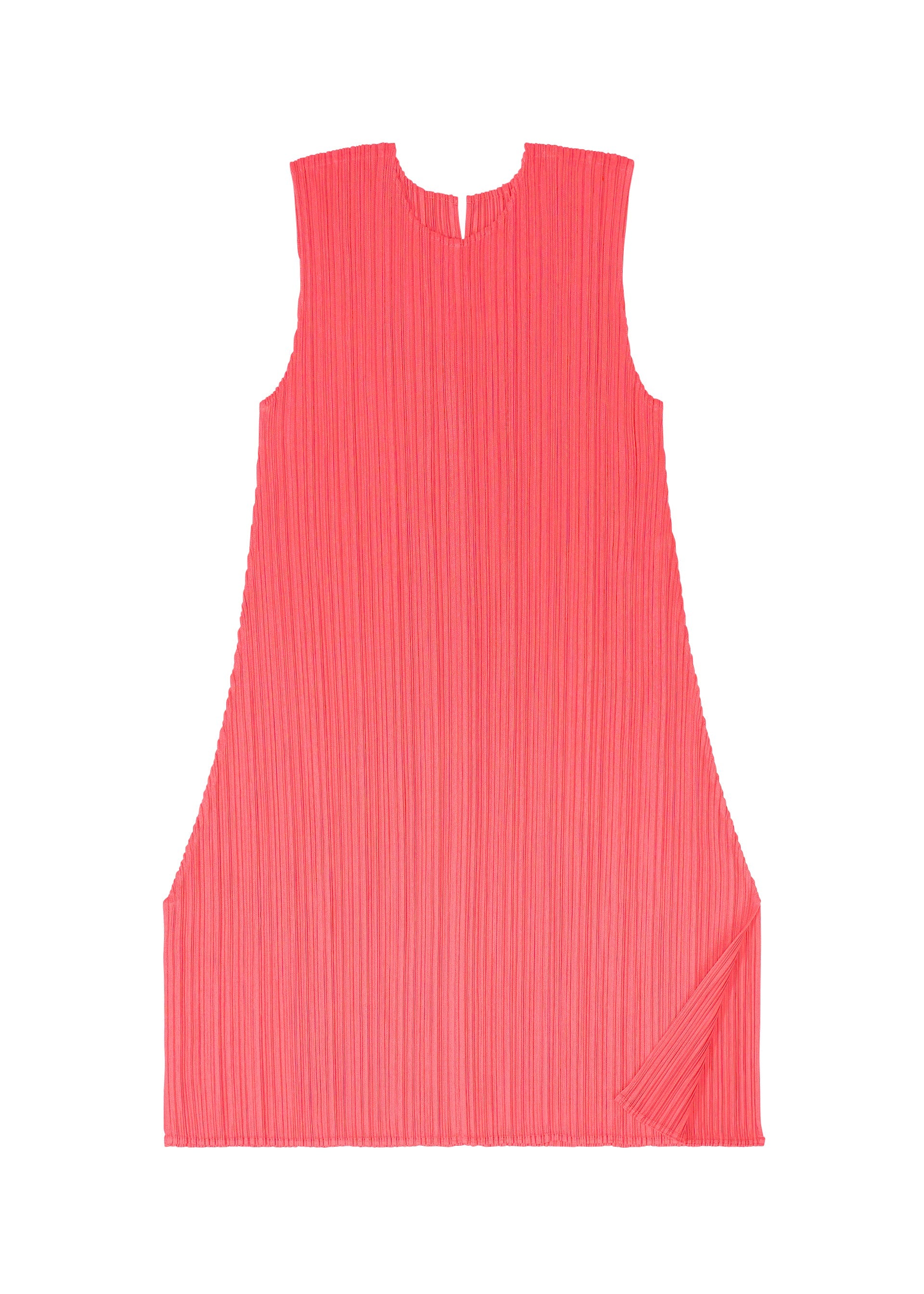 A detail shot of the PLEATS PLEASE ISSEY MIYAKE MONTHLY COLORS MARCH dress.