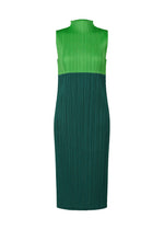 A product shot of the PLEATS PLEASE ISSEY MIYAKE SWING dress in green (62).