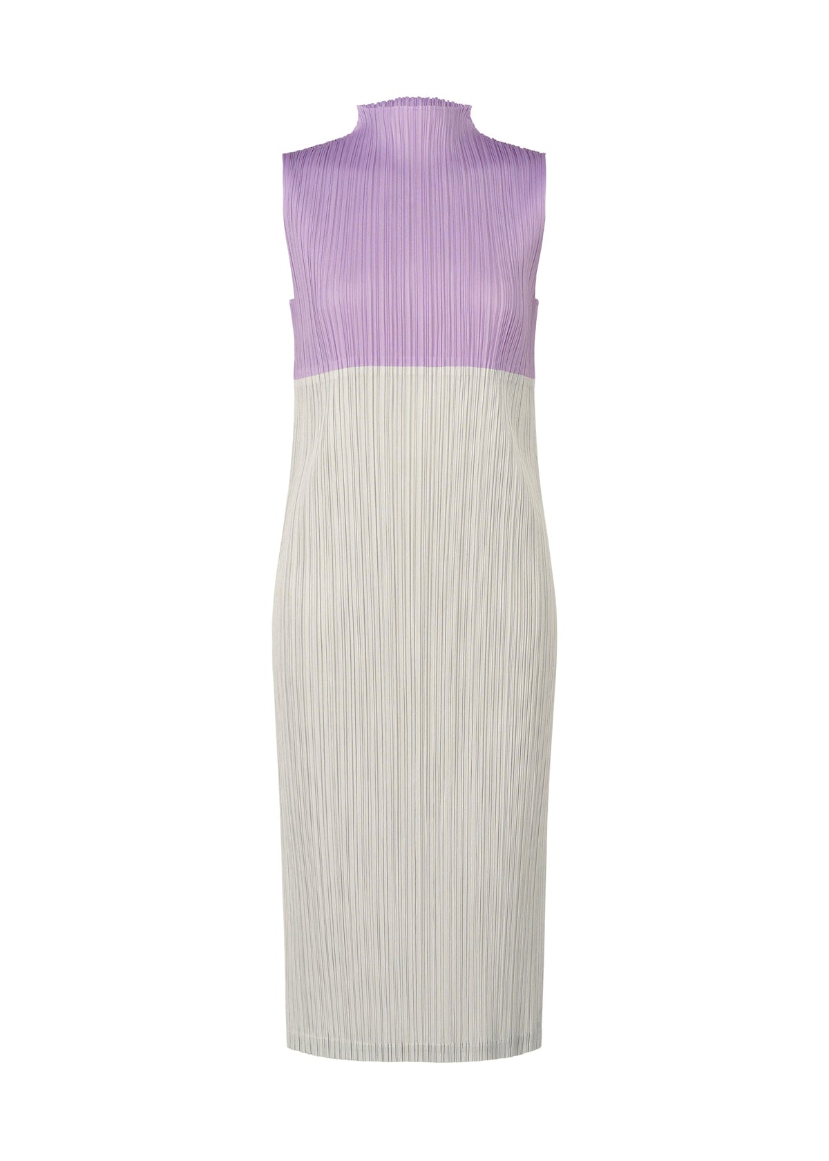 A product shot of the PLEATS PLEASE ISSEY MIYAKE SWING dress in light purple (80).