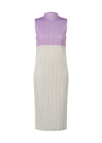 A product shot of the PLEATS PLEASE ISSEY MIYAKE SWING dress in light purple (80).