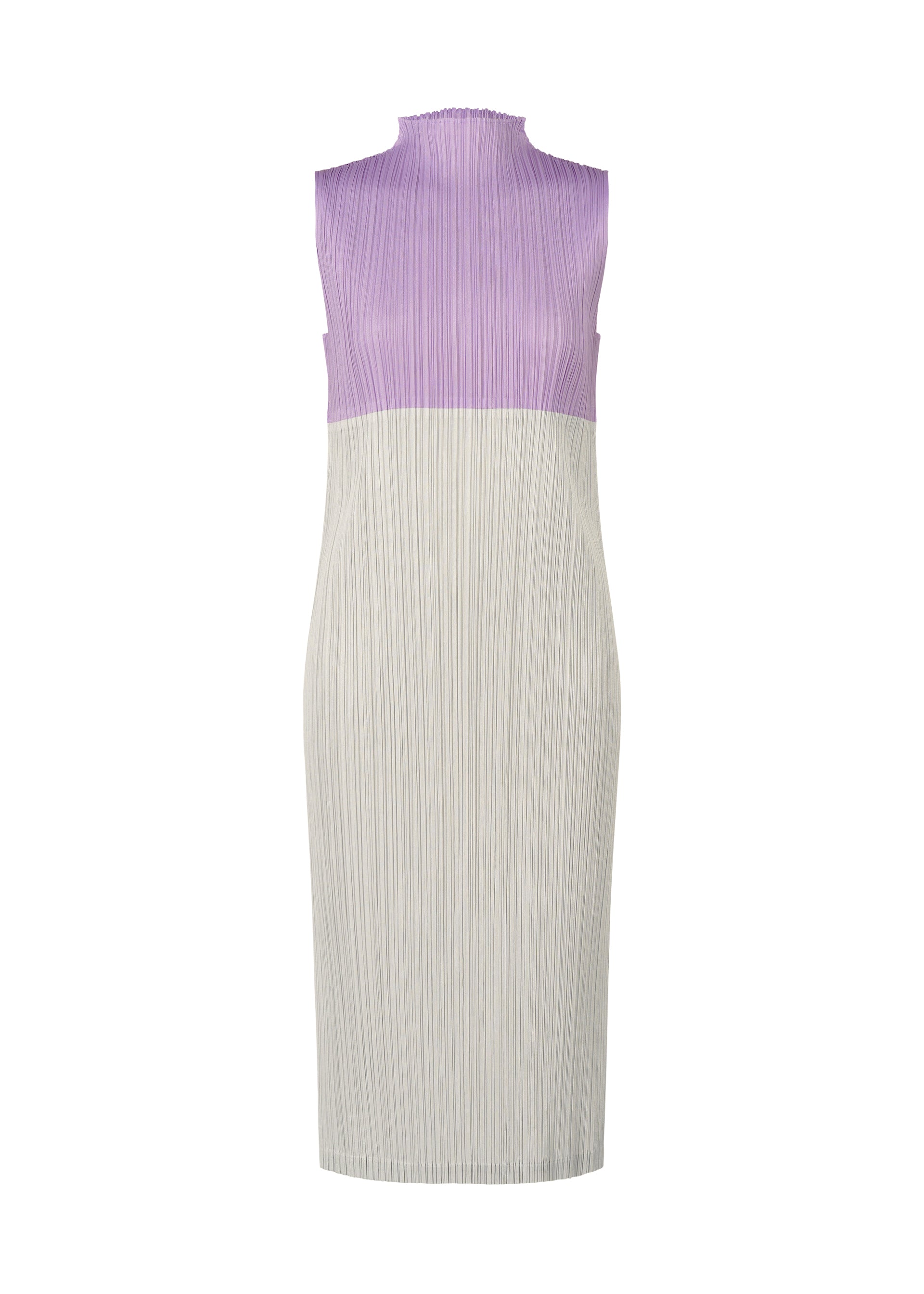 A product shot of the PLEATS PLEASE ISSEY MIYAKE SWING dress in light purple (80).