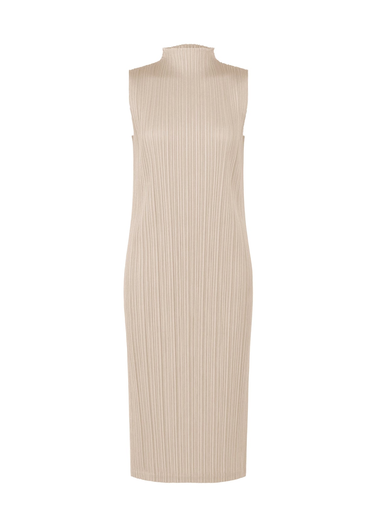 A product shot of the PLEATS PLEASE ISSEY MIYAKE SWING SOLID dress in greige (42).