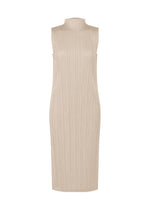 A product shot of the PLEATS PLEASE ISSEY MIYAKE SWING SOLID dress in greige (42).