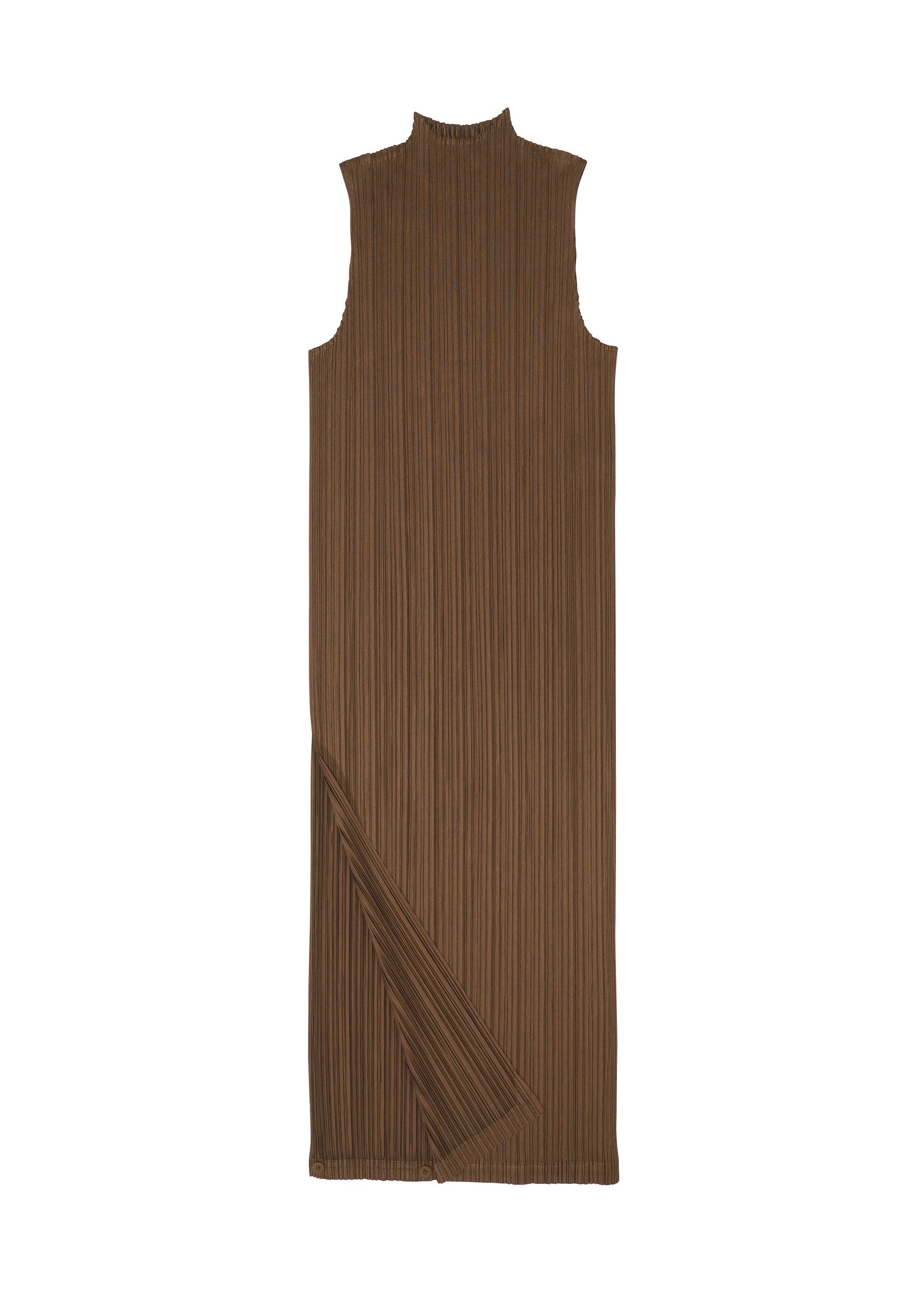 A detail shot of the PLEATS PLEASE ISSEY MIYAKE SWING SOLID dress.