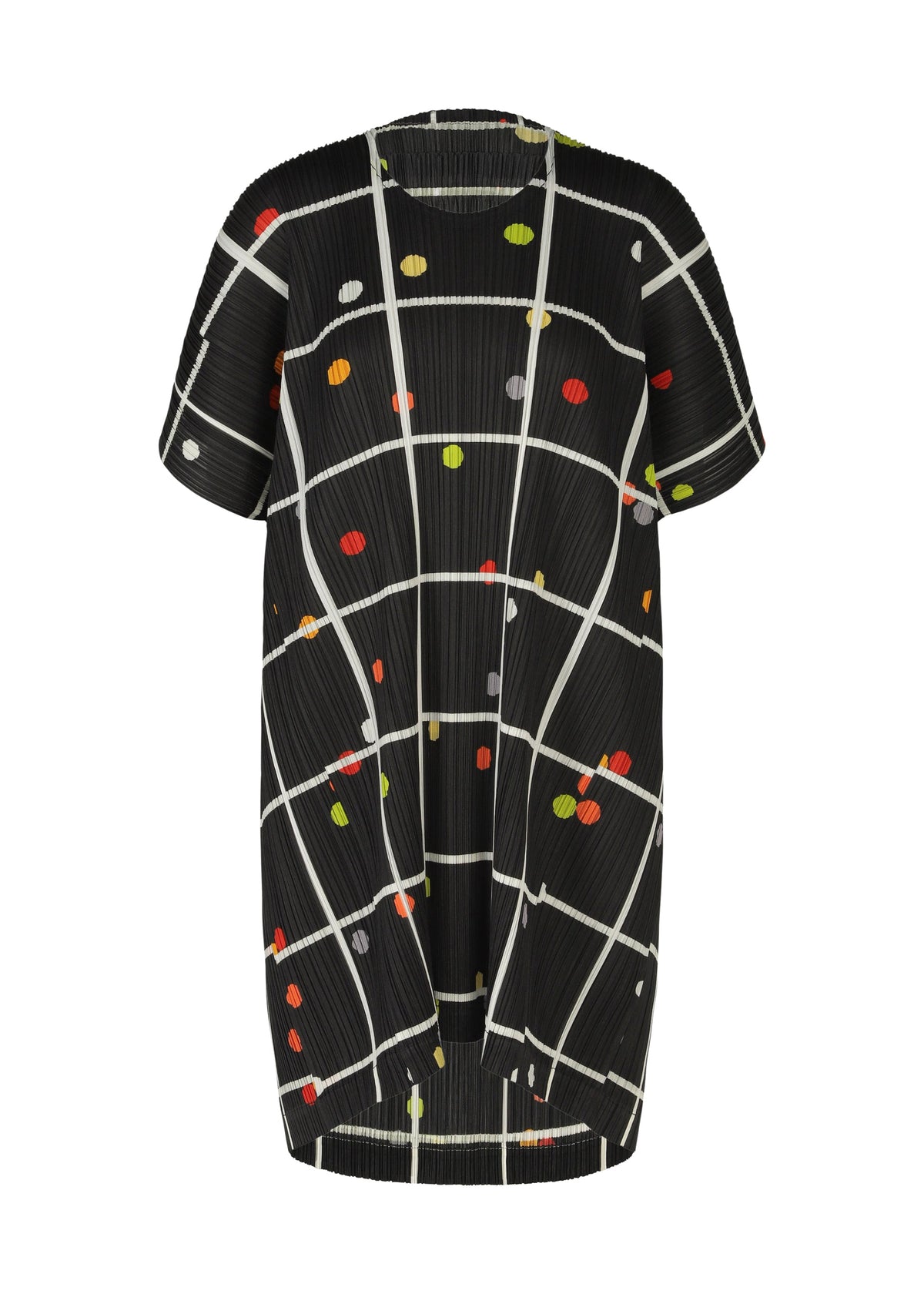 A product shot of the PLEATS PLEASE ISSEY MIYAKE CROSSING DOTS dress in black (15).