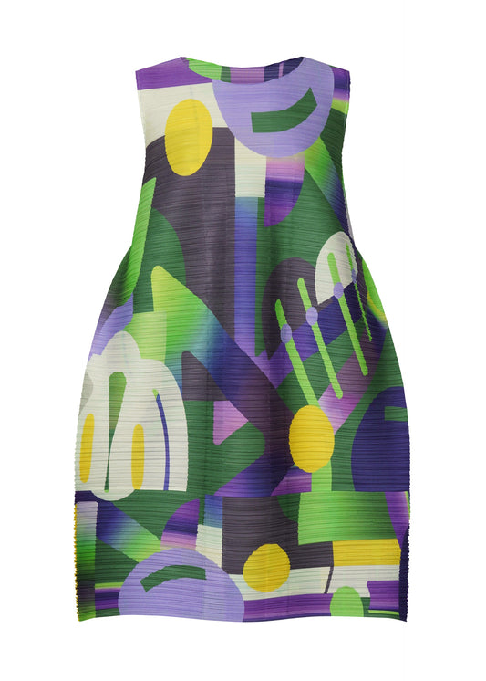 A product shot of the PLEATS PLEASE ISSEY MIYAKE PLAYGROUND dress in purple (81).