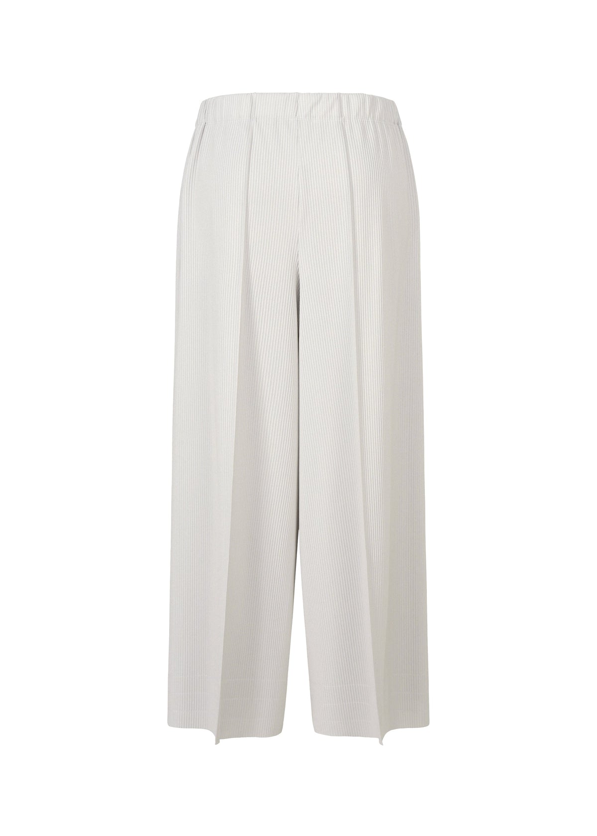 A detail shot of the PLEATS PLEASE ISSEY MIYAKE A POC BOTTOMS trousers.