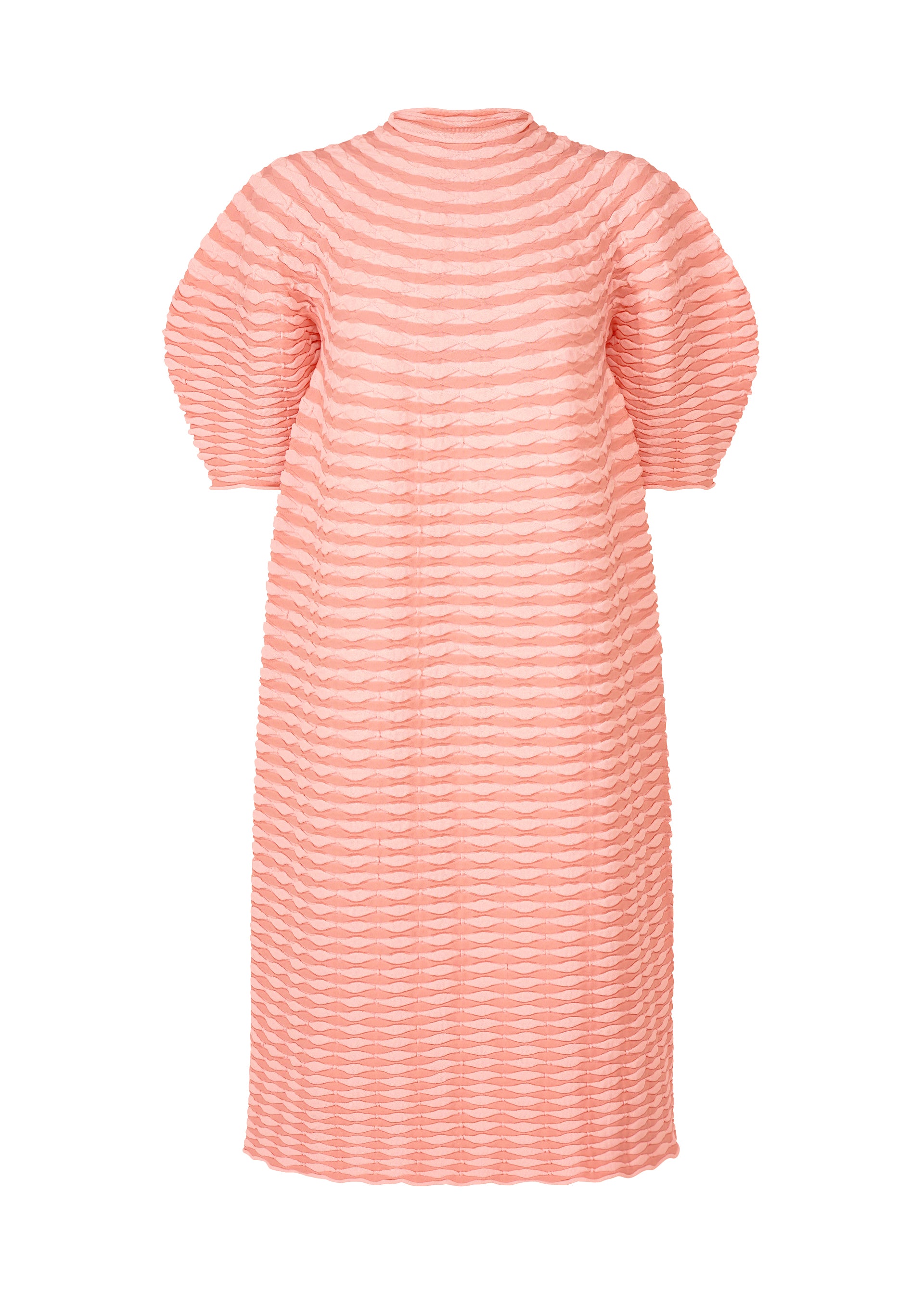 A product shot of the PLEATS PLEASE ISSEY MIYAKE COLORFUL MUSHROOM KNIT dress in light pink (20).