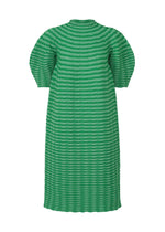 A product shot of the PLEATS PLEASE ISSEY MIYAKE COLORFUL MUSHROOM KNIT dress in grass green (63).