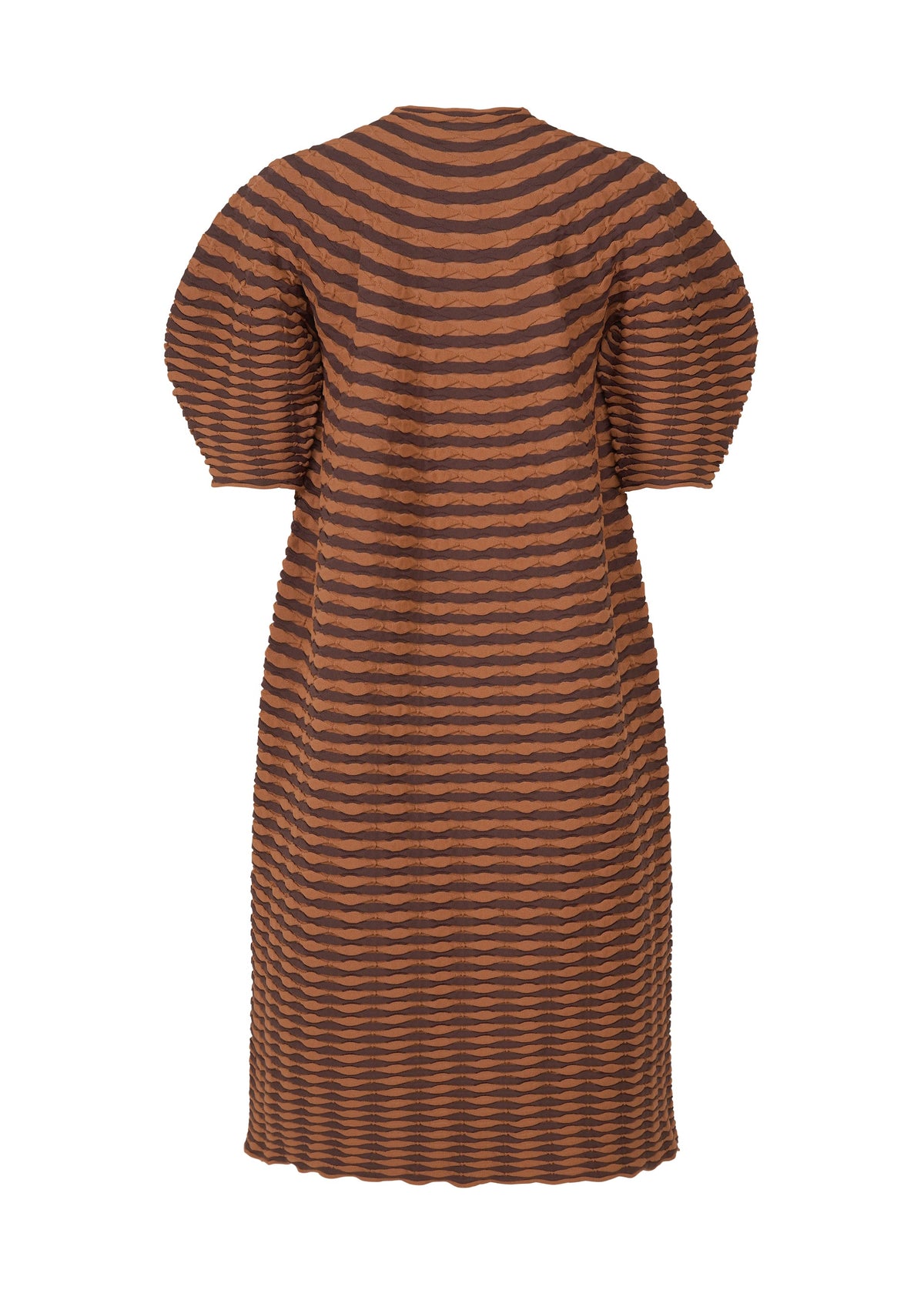 A detail shot of the PLEATS PLEASE ISSEY MIYAKE COLORFUL MUSHROOM KNIT dress.