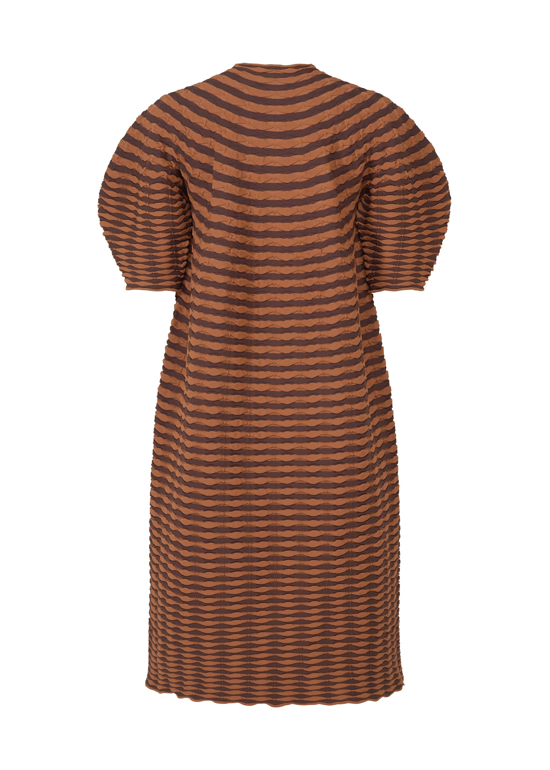 A detail shot of the PLEATS PLEASE ISSEY MIYAKE COLORFUL MUSHROOM KNIT dress.