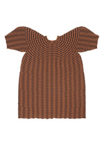 A detail shot of the PLEATS PLEASE ISSEY MIYAKE COLORFUL MUSHROOM KNIT dress.