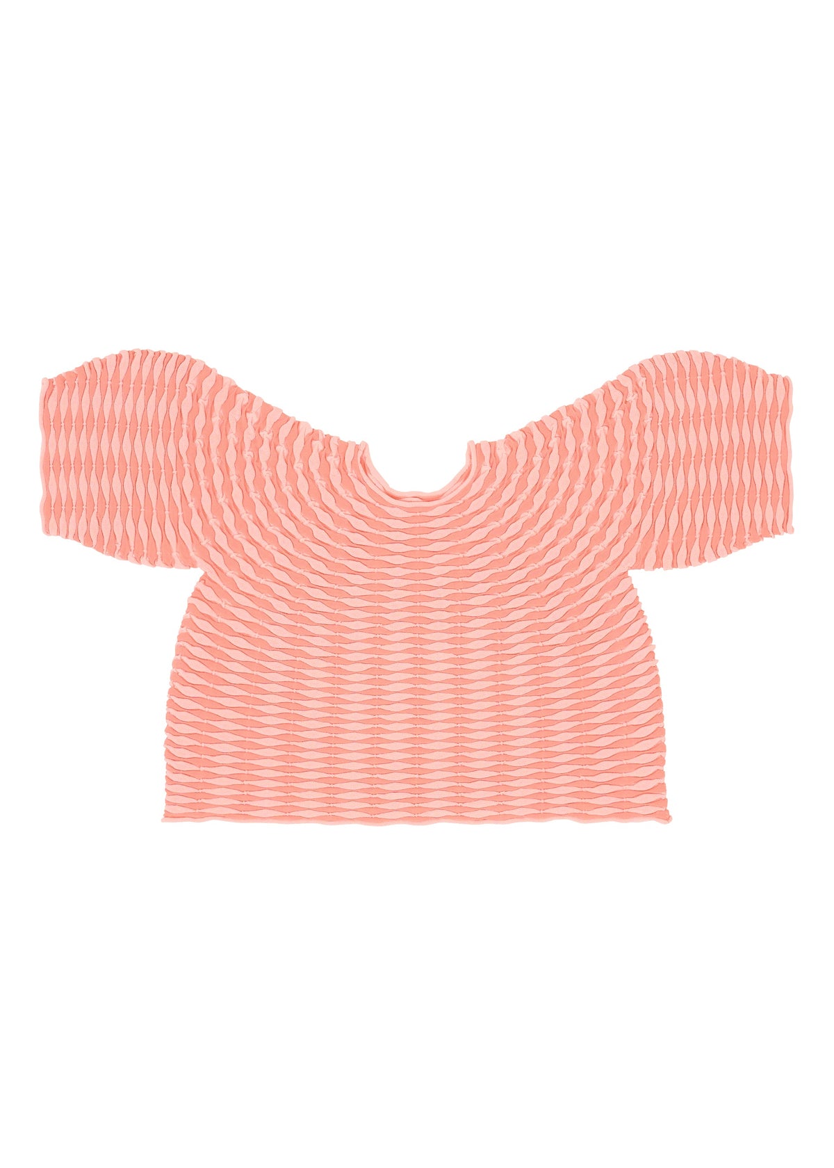 A detail shot of the PLEATS PLEASE ISSEY MIYAKE COLORFUL MUSHROOM KNIT shirt.