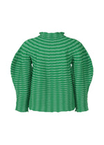 A detail shot of the PLEATS PLEASE ISSEY MIYAKE COLORFUL MUSHROOM KNIT shirt.
