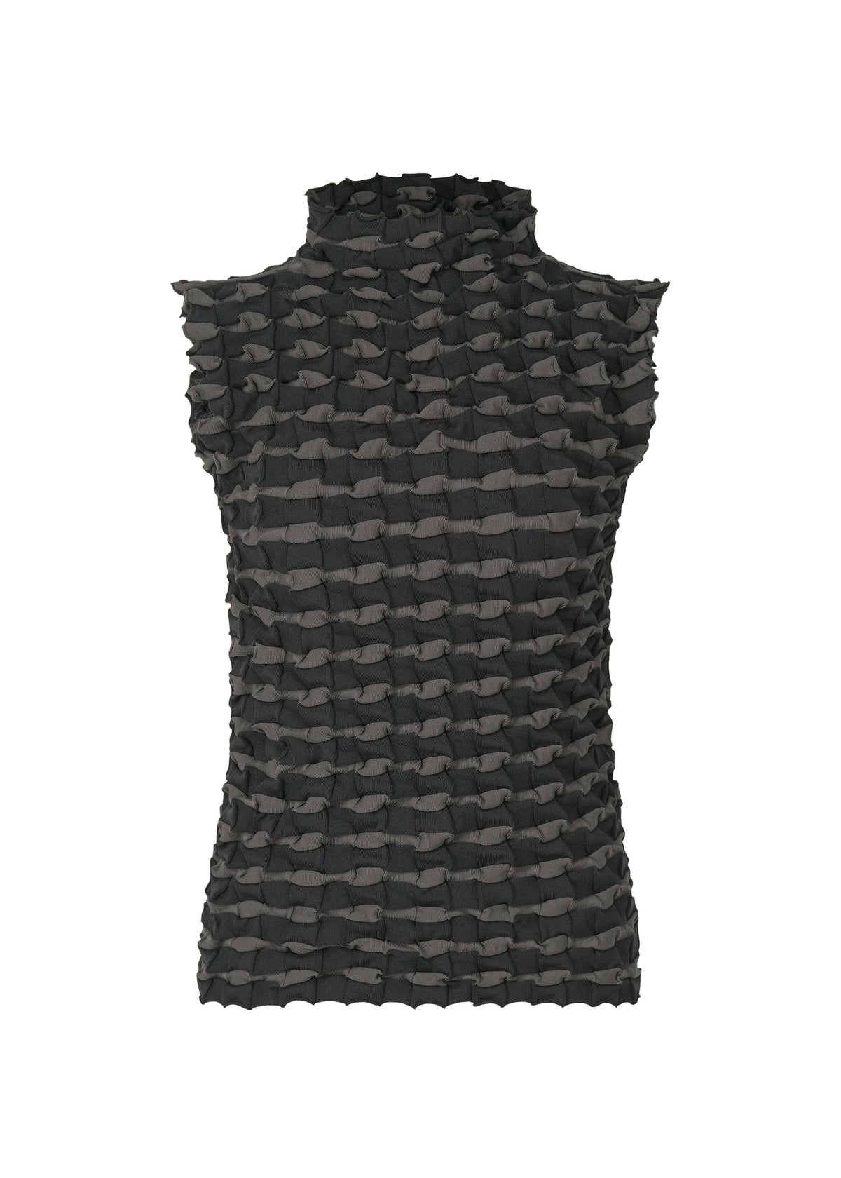 A product shot of the PLEATS PLEASE ISSEY MIYAKE TWIST KNIT shirt in charcoal (17).