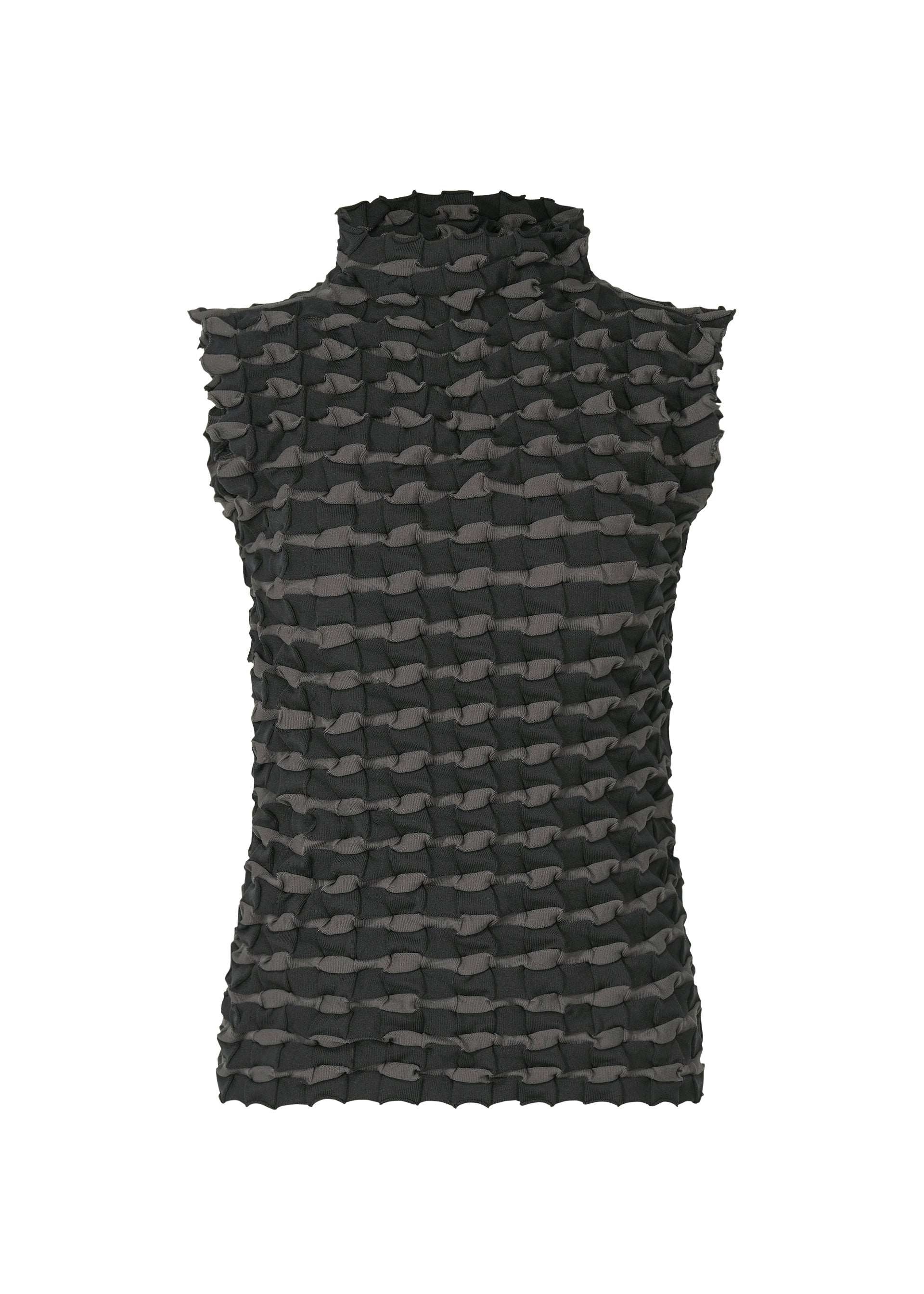 A product shot of the PLEATS PLEASE ISSEY MIYAKE TWIST KNIT shirt in charcoal (17).