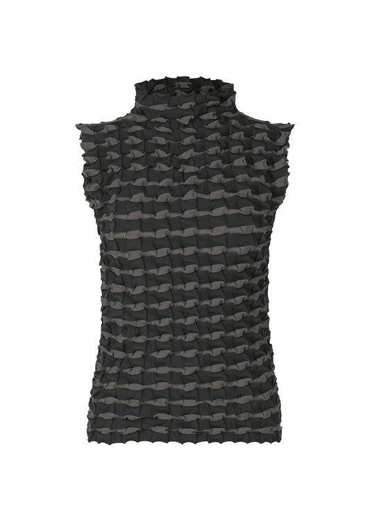 A product shot of the PLEATS PLEASE ISSEY MIYAKE TWIST KNIT shirt in charcoal (17).