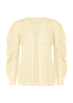 A product shot of the PLEATS PLEASE ISSEY MIYAKE A-POC BASKET cardigan in off white.