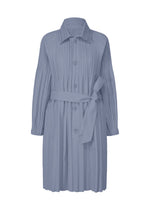 A product shot of the PLEATS PLEASE ISSEY MIYAKE SMOOTH COAT coat in blue grey (13).