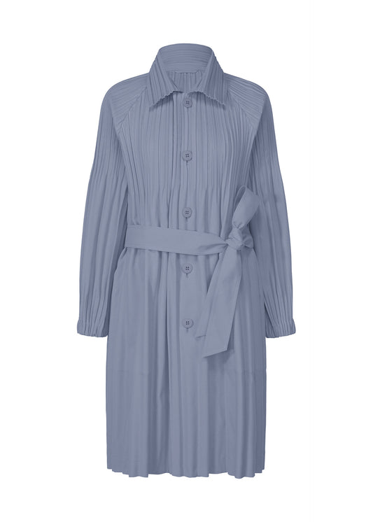 A product shot of the PLEATS PLEASE ISSEY MIYAKE SMOOTH COAT coat in blue grey (13).